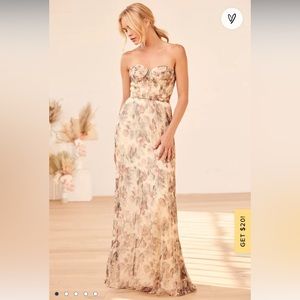Lulu’s Strapless Corset Floral Maxi Dress